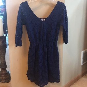 navy lace dress half sleeve